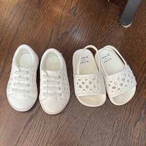 Janie and Jack Kids White Woven Sneakers and Sandals Bundle